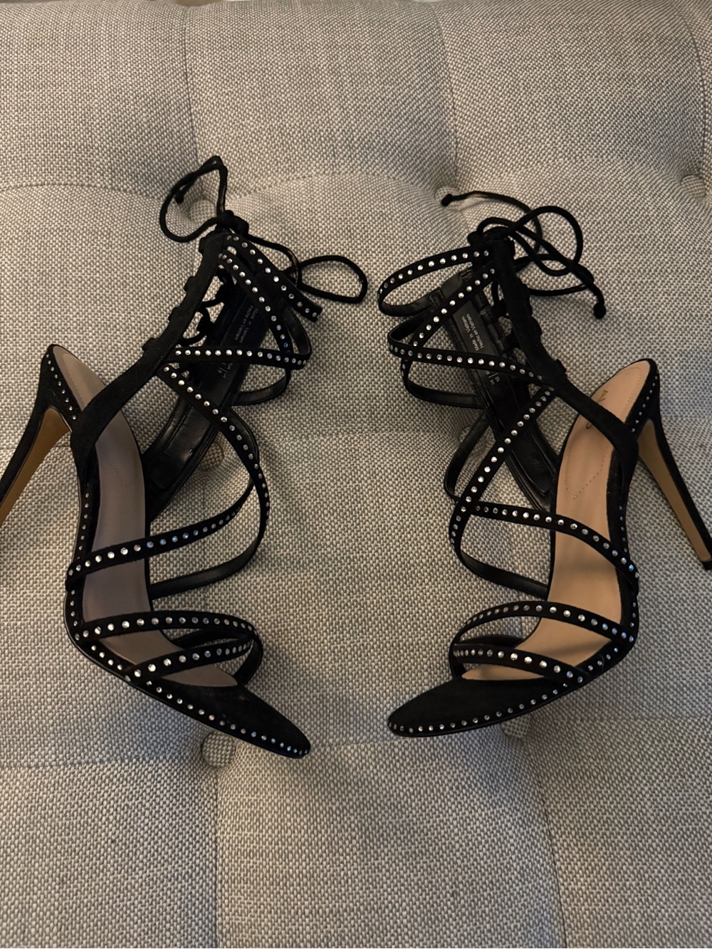 Aldo Black Studded Lace-Up Strappy High Heels